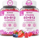 NEVISS 2Pack Vitamina Vegana D3 + Vitamina B12 Gummies, Alta Potencia D3 5000IU &amp; 1000 mcg Metilada B12, Vitamina D3 y B12 para Adultos, Soporte Salud del Hueso, Immune & Energy Suplemento, 120 Conde