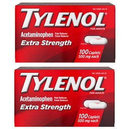 Tylenol Extra Strength Doin Reliever and Fever Reducer Caplets, 500 mg Acetaminophen, Dolor de dolor de cabeza, Dolor de espalda, Dolor de dientes y artritis menor Dolor Alivio, 200 Conde