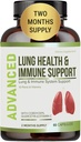 Lung Health &amp; Immune Support Supplement - Lung Cleanse and Detox With Immunity Vitamins For Better Lungs, Immune Defense, Clear Lungs & Deep Breathing including Quercetin & Cordyceps. Suministro de dos meses