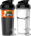 WrexX 2 Pack Protein Shaker Bottle - hasta 28oz, 2x Shaker Ball, Portable Pre Workout Whey Protein Shaker Cups for Protein Shakes, Leak Proof Shaker Botellas para Protein Mixes