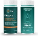 iwi Omega-3 Sport & Brain Omega-3 Bundle, 30 Servings, Vegan Plant-Based Algae Omega 3 con EPA + DHA, Krill " Fish Oil Alternative, No Fishy Aftertaste