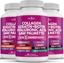 NUEVA Láminas de colágeno Biotina Keratin Saw Palmetto Ácido Hialurónico- Vitamina E Folic Acid Pumpkin Seed MSM- 270 Conde