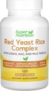 Super Nutrición Complejo de arroz de levadura roja con arroz orgánico de levadura roja, cisteína N-Acetyl, coenzyme Q10 y extracto de cardo de leche, 120 cápsulas de verduras