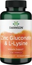 Swanson Zinc Gluconate ' estrecho' L-Lysine - 2-in-1 Fórmula 90 Veg Caps