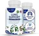 Soporte de pulmón Suplementos dietéticos Herbal Breathing Support 10 ingredientes activos Fórmula original para Lung Health Lung Cleanse Fórmula Suplemento para el sistema bronquial 60 cápsulas no GMO