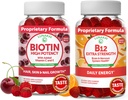 Lunakai Biotina y Vitamina B12 Gummies Bundle - Peluquería y uñas Crecimiento Gummies con Vitamina C y E - Suplemento Vegano para el Apoyo Energético y la Salud del Hueso - 30 Días Suministro