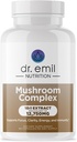 DR. EMIL NUTRITION 10 Mushroom Supplement for Mental Clarity, Focus &amp; Immune Support - Funal Mushroom Suplemento Nootropic con Lions Mane Extract, Cordyceps, Turquía Tail &amp; Más