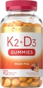 Carlyle Vitamin D3 K2 Gummies Silencio 90 Conde ← 5,000 UI de D3 + 100 mcg MK7 Silencio Vegetariano, No GMO, y Gluten suplemento de vitamina libre