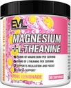 Evlution Nutrition Magnesium + L-Theanine - Relajación Natural & Focus Support - 200mg Magnesium + 100mg L-Theanine - Vegan &amp; Non-GMO - Powder Dietary Supplement - 30 Servings - Pink Lemonade