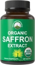 Suplementos de Safrón - USDA Extracto de Safrón Orgánico cápsulas para Mujeres, Hombres y Niños. con Fibra Prebiótica Orgánica En lugar de Filler. Puro y Natural para Mood, Brain, Focus, Cravings, PMS