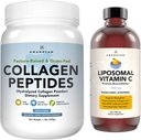 AMANDEAN Premium Liposomal Vitamina C & Bovine Collagen Peptides Bundle. Antioxidante poderoso. Liquid Quali-C. Grass-Fed Collagen. Soporte Hidrolyzed Tipo 1 &amp; 3. Esquí saludable, cabello &amp; uñas