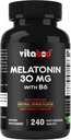 Melatonina 30 mg con vitamina B6 – 240 Tablas rápidas de disuelve Soporte para el sueño de alta potencia – libre de drogas, sabor natural de citrus – vegetariano, no GMO, libre de gluten