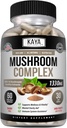 Kaya Naturals Premium Mushroom Complex Potent - Mushroom Complex Capsules 1330mg Por Serving - Aids Mental Clarity Supports Immune System, Wellness & Vitality - 60 Count