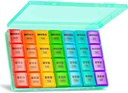 XL Gran organizador semanal de píldoras 4 veces al día, 7 días cajas y organizador AM PM, Big Compartments Pill Case, organizador mensual de medicamentos 28 días dispensador de aceites de pescado