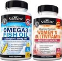 Multivitamina diaria para las mujeres cápsulas (1 mes de suministro) más triple fuerza Omega 3 aceite de pescado Softgels (2 mes de suministro)