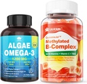 Complejo de vitamina B Gummies rellenos &amp; Alga de base vegetal Omega 3 1200mg Suplemento