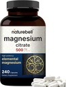 NatureBell Magnesium Citrate 500mg, 240 Capsules ← Formulario Elemental de alta pureza ← Corazón, Muscle " Digestion Support ← Non-GMO, Sin gluten