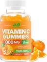 Vitamina C Gummies 1000mg para Adultos &amp; Niños – Multivitamina Chewable con zinc para sistema inmunitario &amp; Collagen Soporte para la piel – sabor a naranja – Gluten Gratis, No GMO, Vegetariano – 60 Gummies