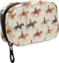 Fustylead Colorful Western Cowboy Riding Horse Pill Organizer for Purse, Weekly Portable Pill Box with Zipper to Storage Vitamins Fish Oils Medications Suplementos