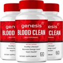 Genesis Blood Clean Capsules - Advanced Formula Supplement for Maximum Strength - Natural Blood Vessel Cleaner, GenesisBlood Clean Pills, GenesisBloodClean Pastillas Comentarios (3 Pack)