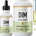 DIM Liquid Drops Suplemento 100mg para Estrógeno Balance para Mujeres " Hombres sometidos a Equilibrio hormonal, Suplementos de menopausia para Mujeres, Apoyo al PMS " Antioxidante Apoyo latitud Vegan, No GMO, Tested