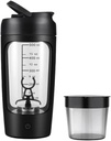 Electric Portable Protein Shaker Bottle for Smooth Blends  durable w/FREE PROTEIN POWDER CUP ¦ Premium Bottle Made from Tritan – BPA Free TEN 650 ml ANTE Recargable Silencio para GYM &amp; Sports Enthusiast. (Black)
