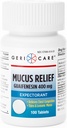 Mucus Relief Tablets by Geri-Care Silencioso expectorante para el alivio de la congestión de tórax Guaifenesin 400mg