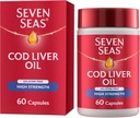 Seven Seas Cod Liver Oil High Strength with Omega 3 Plus Vitamins D &amp; E 120 Capsules