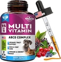 Cat &amp; Dog Multivitamin Liquid with Glucosamine & Cranberry ← 15 en 1 Health Supplements for Urinary Tract Kidney, Bladder, Hip &amp; Joint, Skin & Coat ← Natural UTI Medicine Made in USA (60 ml)