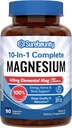 Complejo de Magnesio, 10-in-1 Fórmula, 420mg Mag Elemental Por Serving, Magnesium Glycinate, Malate, Citrate, Alta Absorción, Bone & Relax, 90 Caps