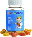 Gummi King Multivitamin and Mineral, Fruits, Vegetables y Fiber Gummi, Strawberry/Lemon/Orange/Grape/Cherry/Grapefruit, 60 Conde