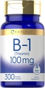 Carlyle B1 Vitamin 100mg tención 300 Tablets ← Suplemento para Mujeres y Hombres Silenciosos como Thiamin HCl Silencio Vegan, No GMO &amp; Gluten Gratis