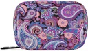 Naanle Tradicional Paisley Flores Pill Box 7 Day Case Travel Organizer Bag with Zipper Floral Portable semanal Tamaño compacto para el sujetador de suplemento de vitamina, 4.6 x 3.14 x 1.88 Inch, Purple