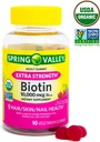 Spring Valley Biotin 10,000mcg Vegetarian Gummy Suplemento, 90ct +Mejor Guía Vitaminas Suplementos