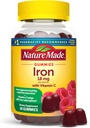 Nature Made Iron 18 mg por porción con vitamina C, Suplemento dietético para el apoyo a las células rojas de sangre, 60 Gummies, 30 Day Supply