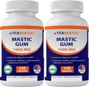 Vitamatic 2 Pack Mastic Gum 1000mg por Serving - Soporte Función Digestiva, Salud Gastrointestinal, Inmune y Bienestar Oral, Total 240 cápsulas
