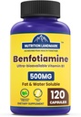 Vitamina B1 Benfotiamina, 500 mg por ser, 120 cápsulas,Fat &amp; Water Soluble Vitamina B1, Gluten Gratis, No GMO, Vegetariano