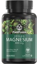 PlantFusion Magnesio Vegano 400 mg Suplemento dietético, Musculo, Hueso, Corazón &amp; Relajación Apoyo, 90 cápsulas Veganas