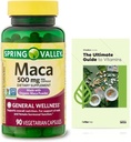 Generic Spring Valley Maca Root 500mg Capsules, Orgánica Maca Root para Mujeres y Hombres + Exclusiva VitaMax Vitamina Guía (2 Artículos)