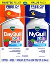 Vicks Kids DayQuil &amp; NyQuil Cold &amp; Cough Relief Liquid Co-Pack, Free of Artificial Dyes & Sugar, Multi-Symptom Relief of Cough, Sneezing, Runny Nose, Mucus, and Chest Congestion, for Ages 6+, 2x6oz