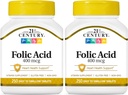 21st Century Folic Acid 400 mcg Tablets, 250 Conde (Pack of 2)