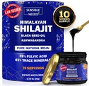 Puro Himalayan Shilajit Suplemento de resina orgánica, Shilajit para hombres " mujeres con aceite de semilla negra " Ashwagandha, energía, inmunidad, 78% ácido fúlvico, 87+ Trace Minerals, 400 mg