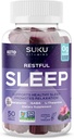 SUKU Restful Sleep Gummies – 3 mg Melatonina, L-Theanine & GABA – Vegan, Azúcar libre para la relajación y el sueño natural – BlackBerry-Hibiscus Flavor – Non-GMO, Gluten-Free – 50 Conde