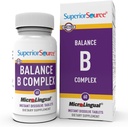 Complejo de Balance B de Fuente Superior - Suplemento de Apoyo Energético con vitaminas de ácido fólico " B - Apoyo al corazón " Muscle Health - B Vitamin Supplement Aids Immune Health - 60 Instant Dissolve Tablets
