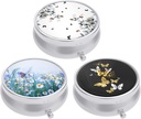 3 Caja de Píldora de Empaquetado, Funda de Píldora Pequeña para Propósito &amp; Bolsillo, Organizador de Medicina Cuda, Contenedor de Contenedor de Medicina Portátil para Tener Vitaminas, Medicación, Petróleo de Pesca &amp; Suplemento, Mariposa