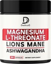 Magnesium L-Threonate Suplemento con Lions Mane & Ashwagandha Root - 1000Mg Por Serving for 60 Count Supply - Advanced Formula Support