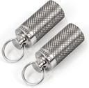 Titanium impermeable Keychain Pill Holder Container,Portable Mini Size Pill Box Caja de viaje al aire libre (2 Pack)