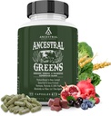 Ancestral Supplements Greens Powder Capsules, Organic Superfood Greens & Reds Blend with Spirulina, Chlorella, Grass Fed Beef Organs, and Probiotics for Gut Health, Non GMO, 612mg Each, 180 Count