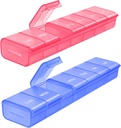 AUVON 2 Pack organizador semanal de píldoras, caja de doble color para el seguimiento múltiple de las pilas, caja de píldoras 7 día para viajar, contenedor de píldoras para uso doméstico para mantener vitaminas, suplementos, medicamentos