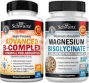 Complejo de vitamina B con vitamina C (4 mes de suministro) más alta absorción Magnesio cápsulas bisglicinadas (4 mes de suministro)